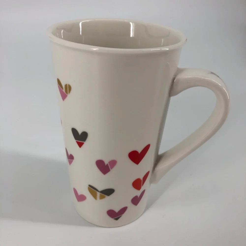 Starbucks 2019 Tall Coffee Mug White With Pink Hearts Graphic 16 Fl Oz Valentine